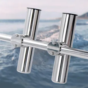 2 Pack Fishing Rod Holders for Boat Rail Mount, Stainless Steel Clamp on Rod Holder for Marine Boat, Fishing Boat, Pontoon, Jon Boat