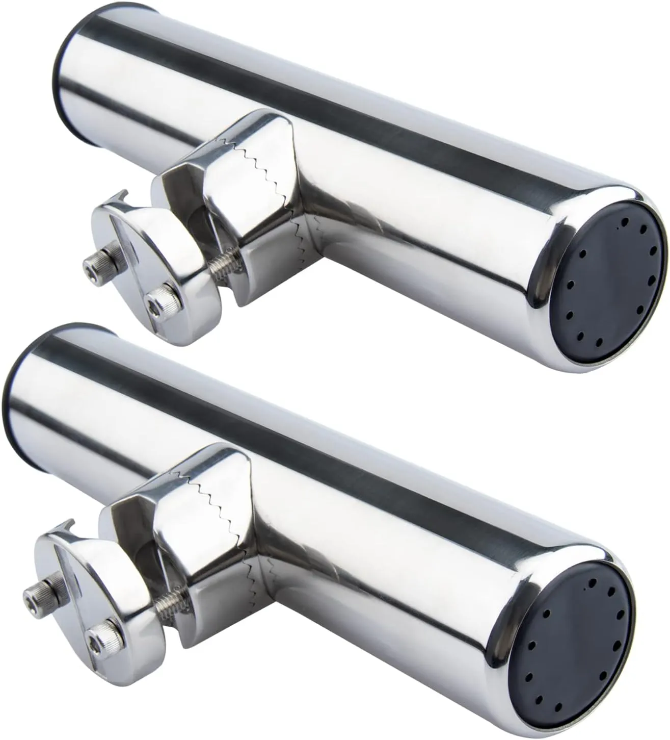 2 Pack Fishing Rod Holders for Boat Rail Mount, Stainless Steel Clamp on Rod Holder for Marine Boat, Fishing Boat, Pontoon, Jon Boat