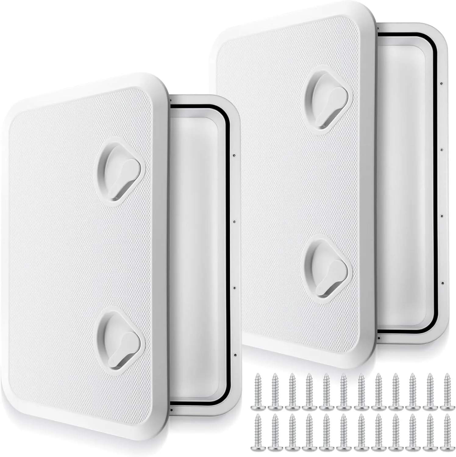 2 Pcs Marine Boat Deck Hatch Boat Access Hatch & Lid, 180 Hinge Strong Recessed Handle for Marine Yacht Rv Truck Vent Accessories, Easy to Install