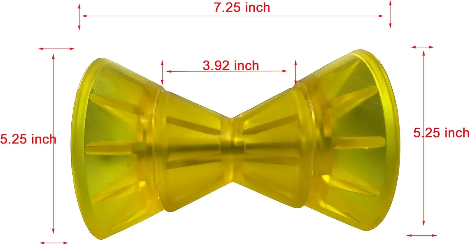 3 Inch 4 Inch Boat Trailer Roller Assembly Bow Stop Bell Roller with 1/2 Inch Shaft PVC Material Amber Color