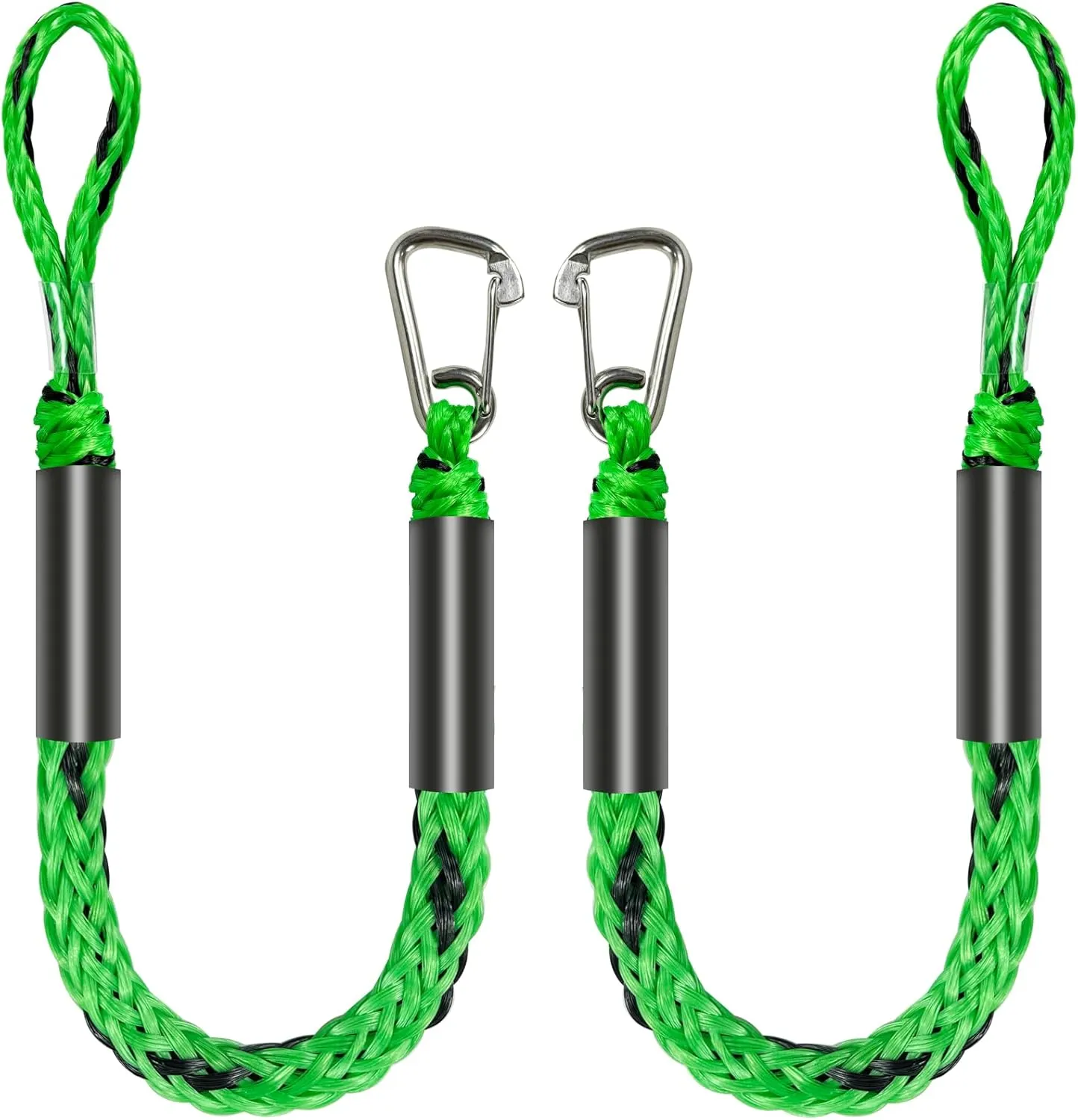 3FT Bungee Dock Line Boat Ropes for Docking Line Mooring Rope with Stainless Steel Clip Accessories for Boats (Green&Black, 3 Feet)