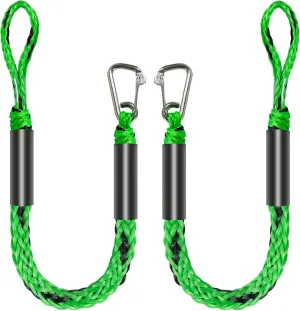 3FT Bungee Dock Line Boat Ropes for Docking Line Mooring Rope with Stainless Steel Clip Accessories for Boats (Green&Black, 3 Feet)