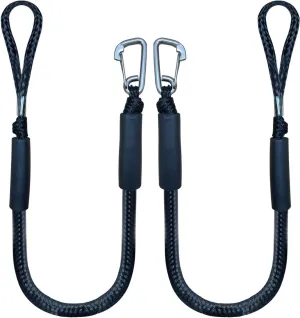 4 Feet Bungee Dock Line Mooring Rope 2-Pack for Docking with Stainless Steel Clip Accessories for Boats PWC, Built in Snubber, Kayak, Watercraft,SeaDoo,Jet Ski, Pontoon, Canoe, Power Boat