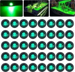 40Pack DC12V 3/4 Inch Mini Marine Boat LED Lights Stern Anchor Transom Deck Courtesy Interior Light Navigation Lamp Waterproof for Yacht Sailboat Kayak Pontoon - Green
