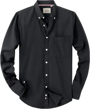Alimens & Gentle Mens Solid Oxford Shirt Long Sleeve Dress Shirt Work Casual Button Down Shirts with Pocket