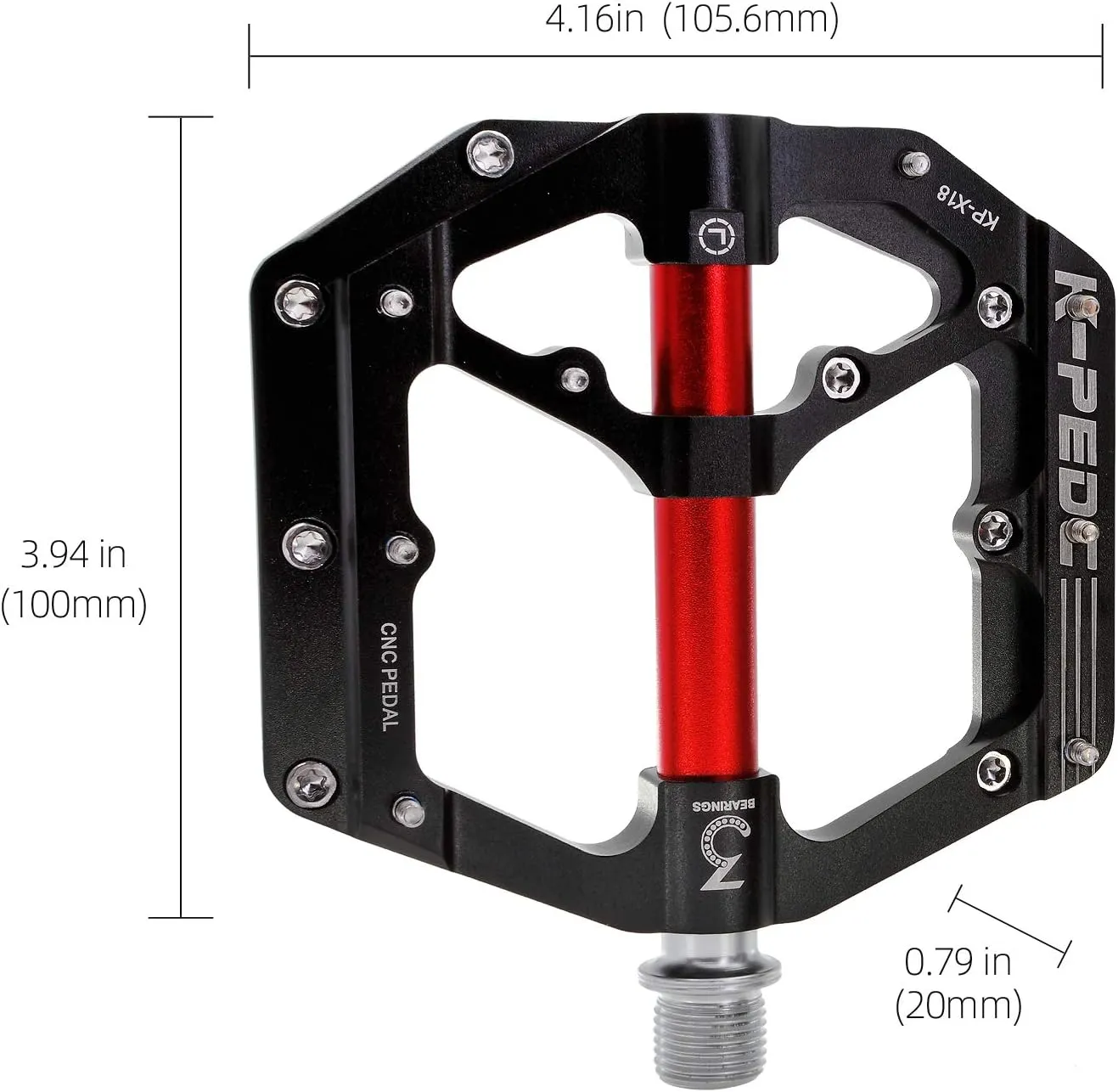 Aluminum Alloy 9/16" Bike Pedal MTB Wide Platform Flat Non-Slip Bicycle Pedals with 3 Bearings for Mountain Bikes, Road, BMX