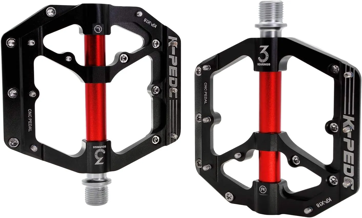 Aluminum Alloy 9/16" Bike Pedal MTB Wide Platform Flat Non-Slip Bicycle Pedals with 3 Bearings for Mountain Bikes, Road, BMX