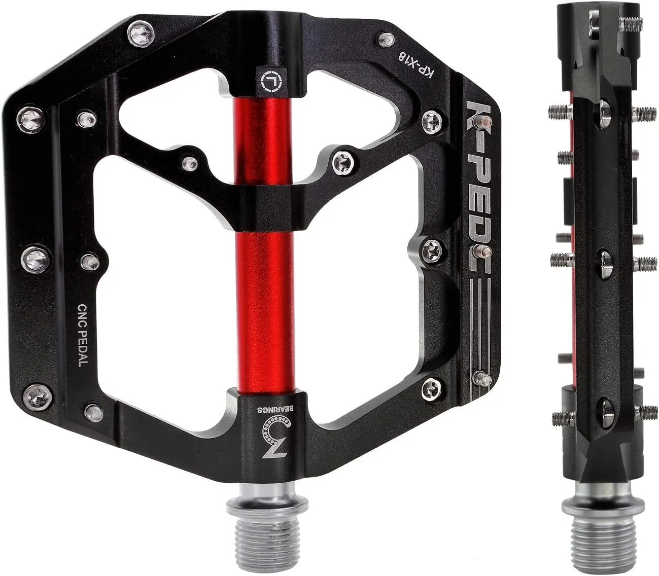 Aluminum Alloy 9/16" Bike Pedal MTB Wide Platform Flat Non-Slip Bicycle Pedals with 3 Bearings for Mountain Bikes, Road, BMX