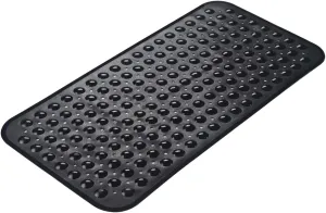AmazerBath Bath Tub Mat, Medium Size 27.6 x 15 Inches Non-Slip Shower Mats with Suction Cups and Drain Holes, Bathtub Mats Bathroom Mats Machine Washable (Black)