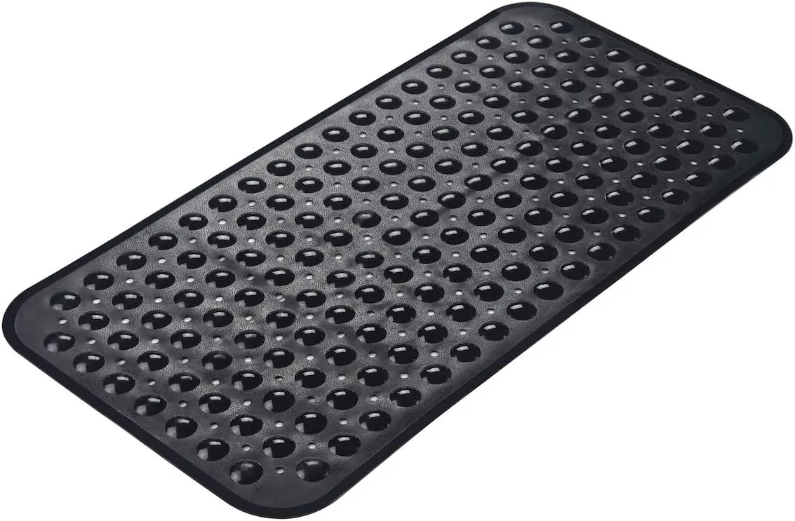AmazerBath Bath Tub Mat, Medium Size 27.6 x 15 Inches Non-Slip Shower Mats with Suction Cups and Drain Holes, Bathtub Mats Bathroom Mats Machine Washable (Black)
