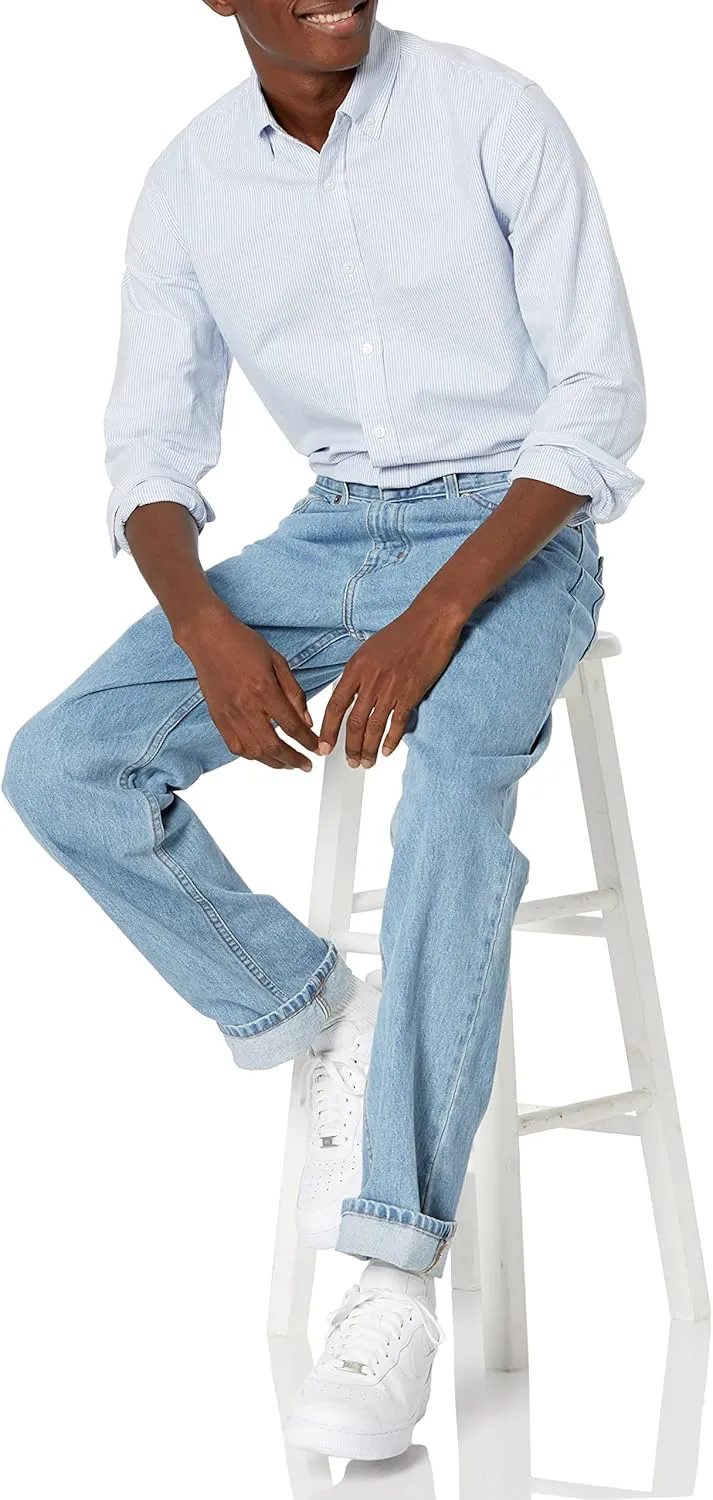 Amazon Essentials Men's Long-Sleeve Regular-Fit Stretch Oxford Shirt (Available in Big & Tall)