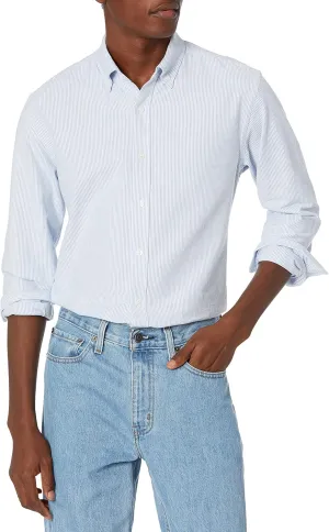 Amazon Essentials Men's Long-Sleeve Regular-Fit Stretch Oxford Shirt (Available in Big & Tall)