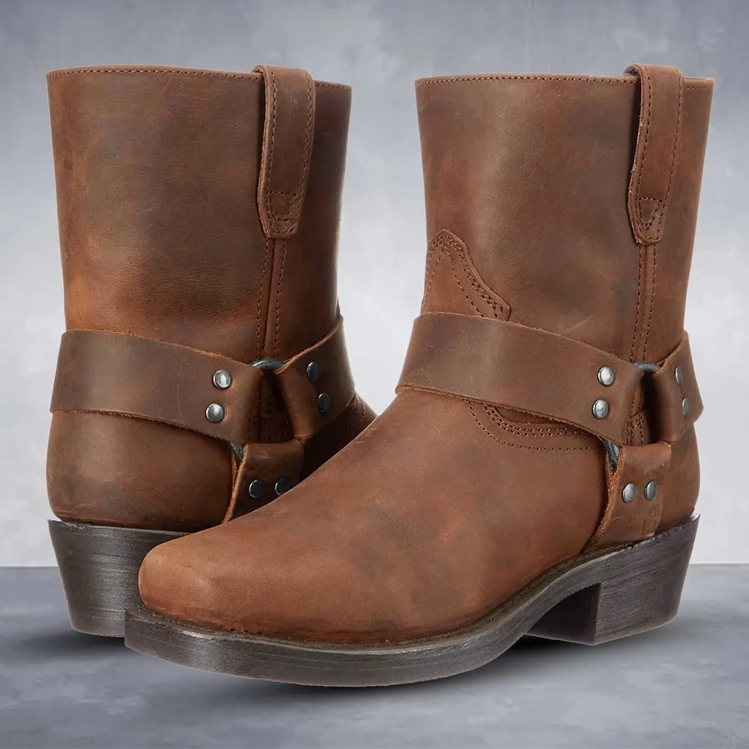 AMDBEL Mid Calf Boots for Women Low Heel Fall Boots for Women 2024 Slip On Casual Cowboy Boots Walking Booties Winter Shoes