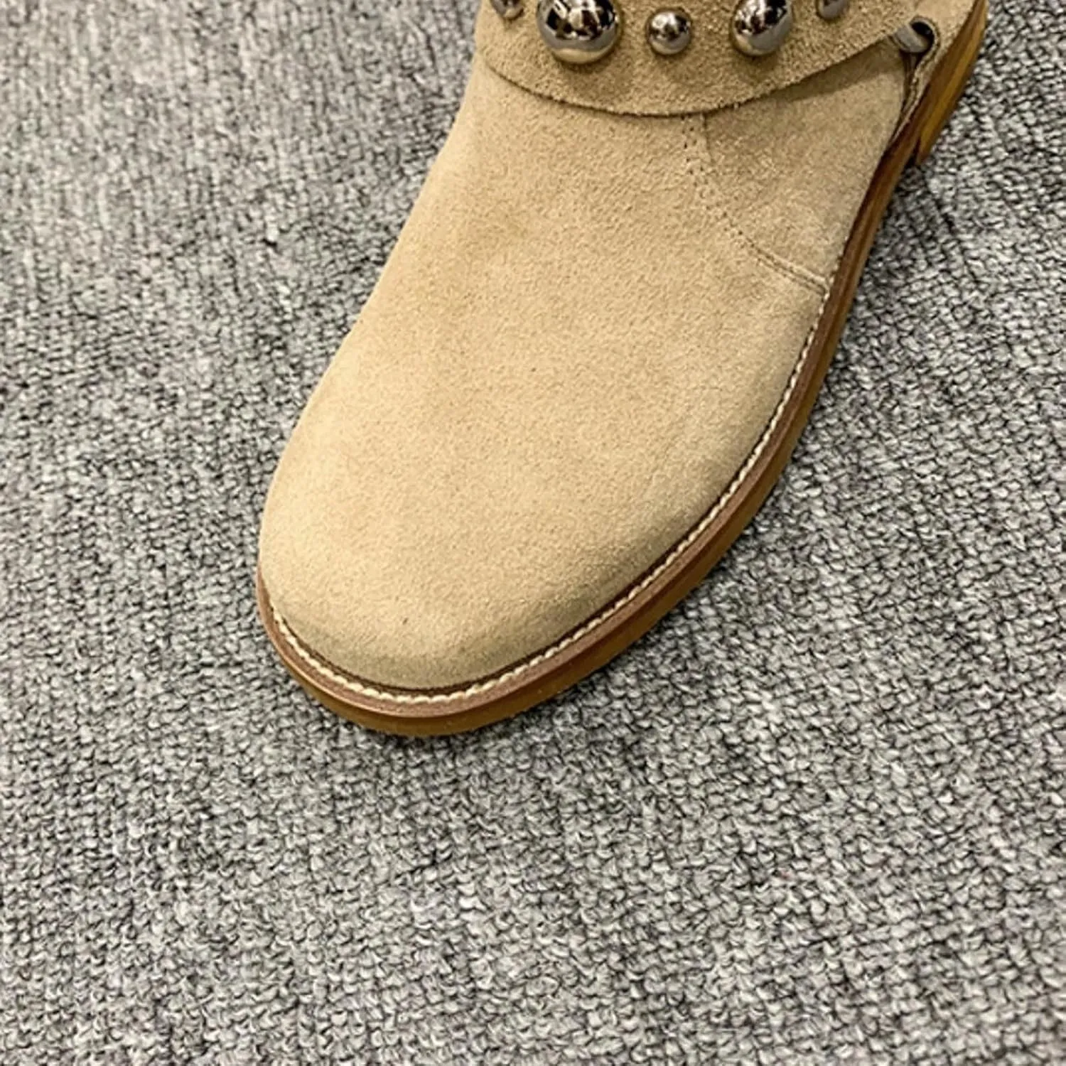 AMDBEL Wide Calf Boots for Women Low Heel Womens Fall Boots 2024 Casual Slip On Suede Ankle Boots Fashion Booties Shoes
