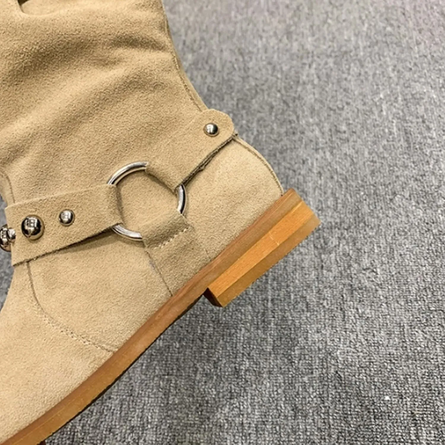 AMDBEL Wide Calf Boots for Women Low Heel Womens Fall Boots 2024 Casual Slip On Suede Ankle Boots Fashion Booties Shoes