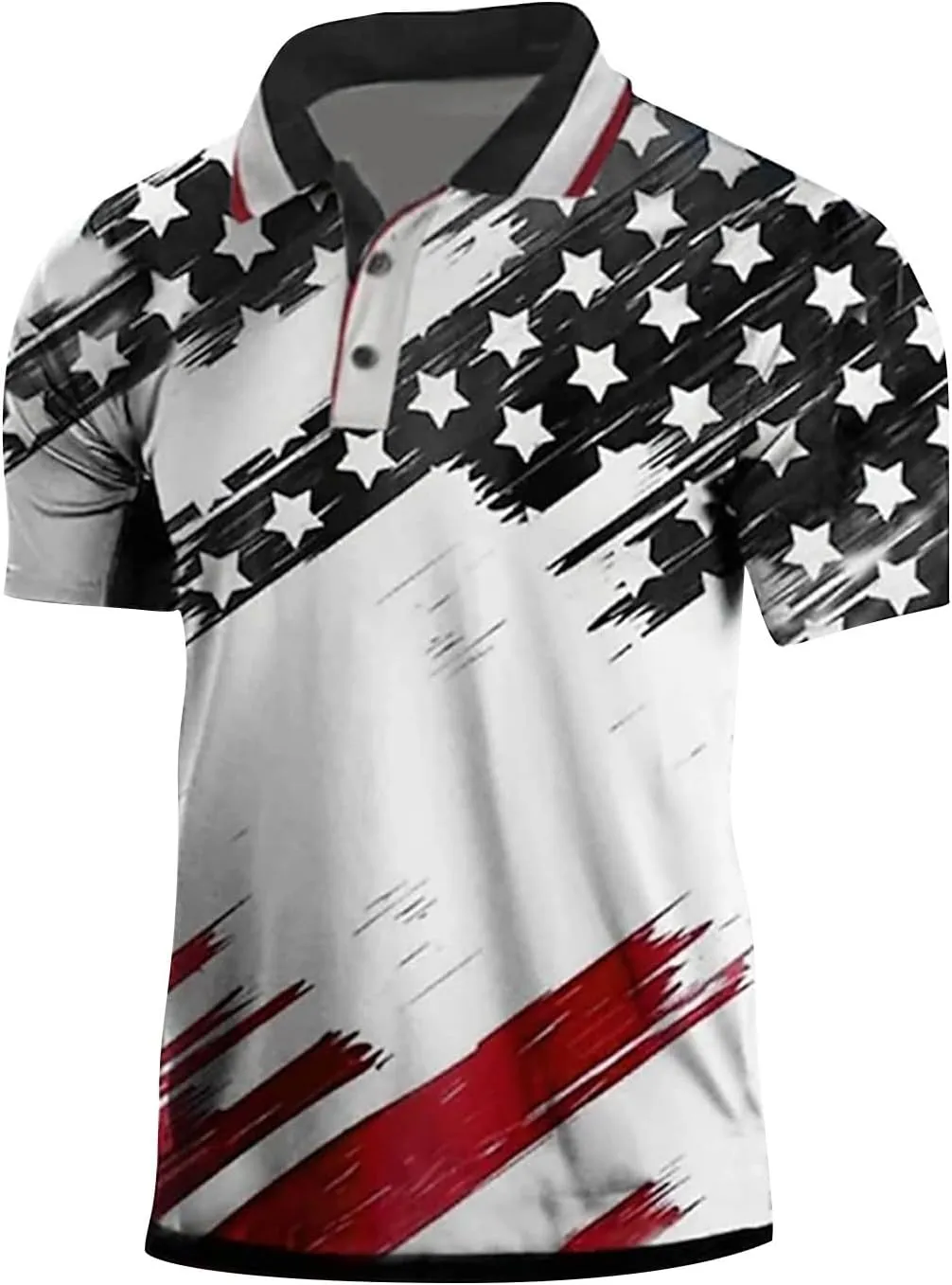 American Flag Shirts for Men Lapel Short Sleeve Casual 4th of July Polo Tshirts Hiking Summer Lightweight Golf Tees
