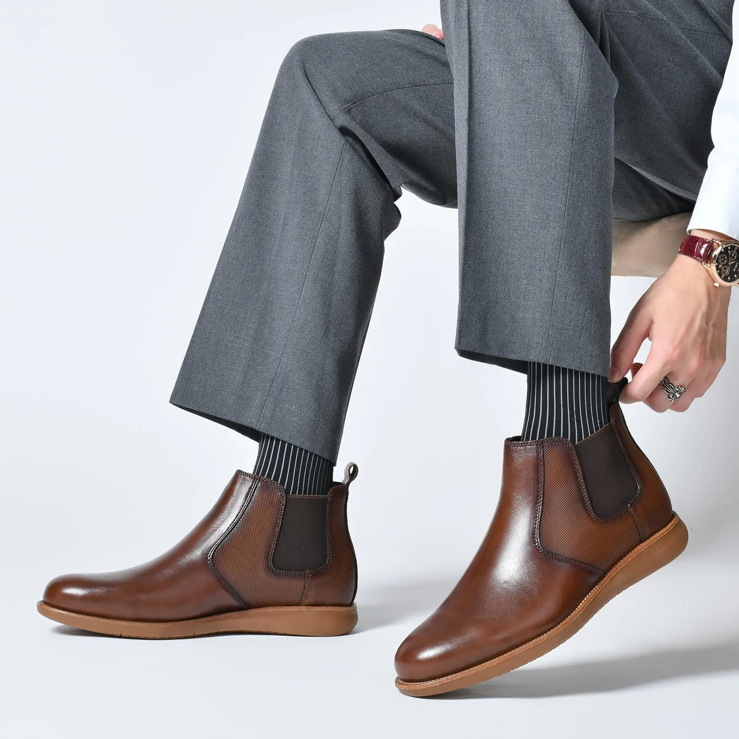 Arkbird Men's Brown Oxford Dress Boots