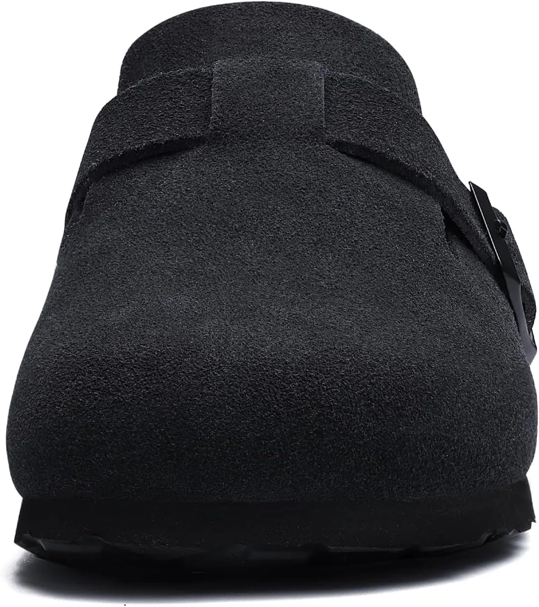 Asgard Suede Clogs Mules Potato Shoes with Comfort Cork Footbed - Wide Feet Please Half Size UP