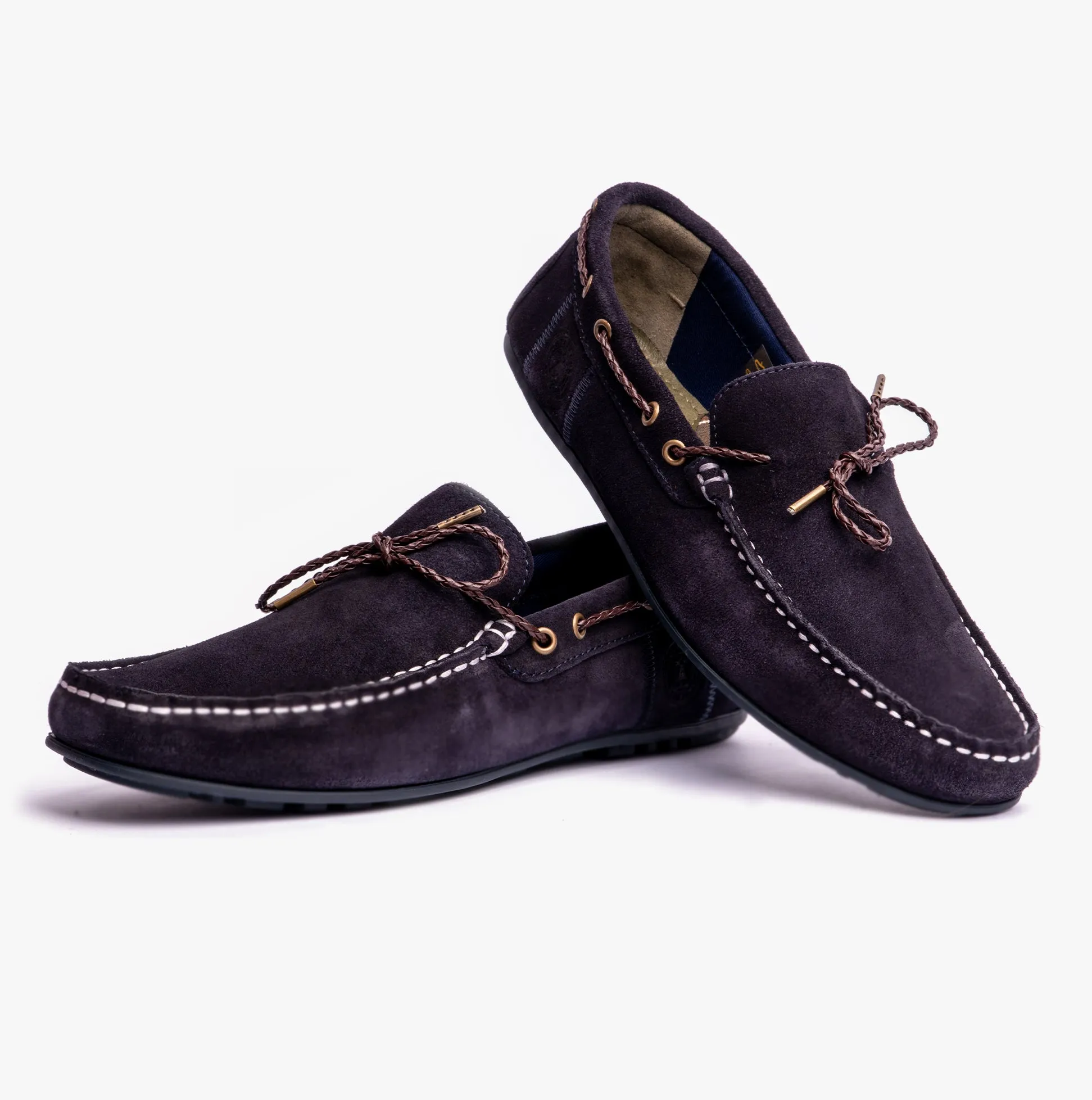 Barbour JENSON Mens Boat Shoes Navy Suede