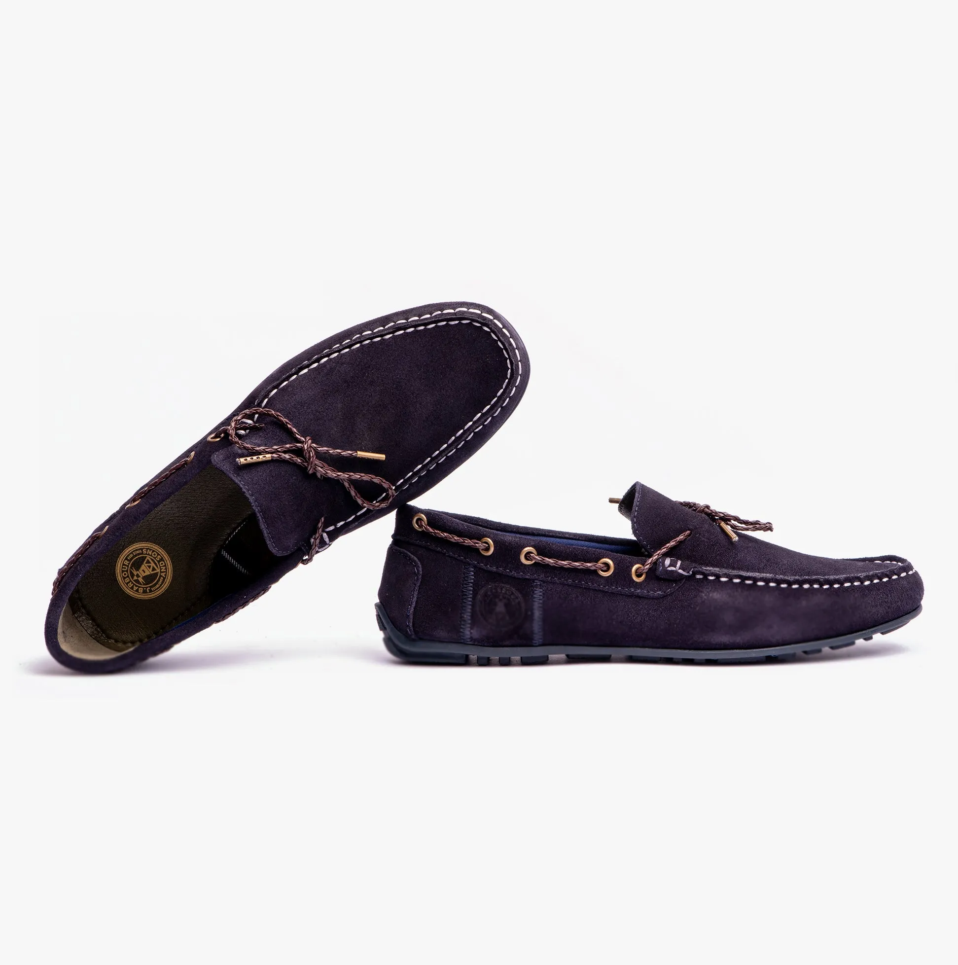 Barbour JENSON Mens Boat Shoes Navy Suede