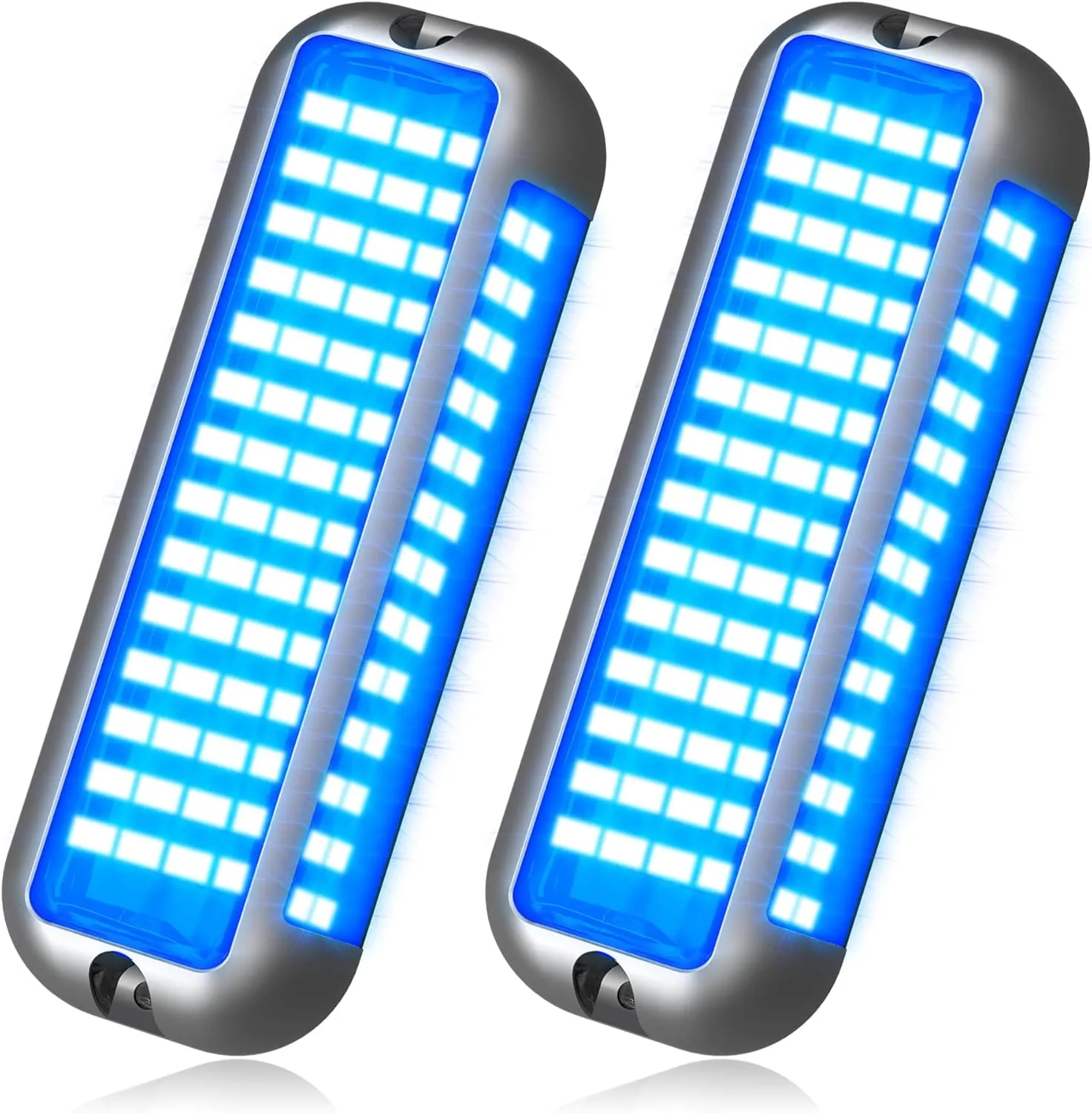BASIKER BS4 Marine LED Underwater Boat Lights (2 x 3000LM 84LED 180° Blue) 10V-36V 316 Stainless Upgrade IP68 Waterproof, Surface Mount for Cruise Ship Yacht Boat Sailboat Pontoon Transom Deck Light
