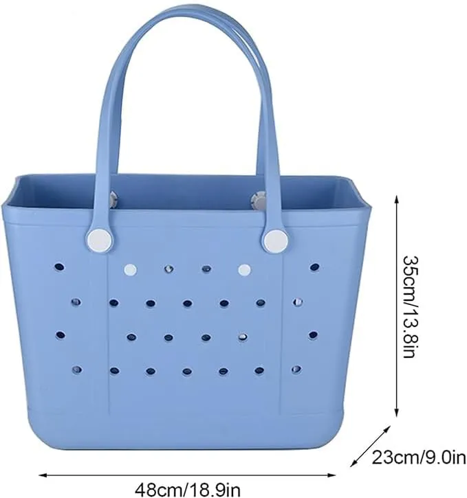 Beach Bag, Extra Large Rubber Tote Bag, Washable Tote for Boat Pool Sports Gym (gray, Large)