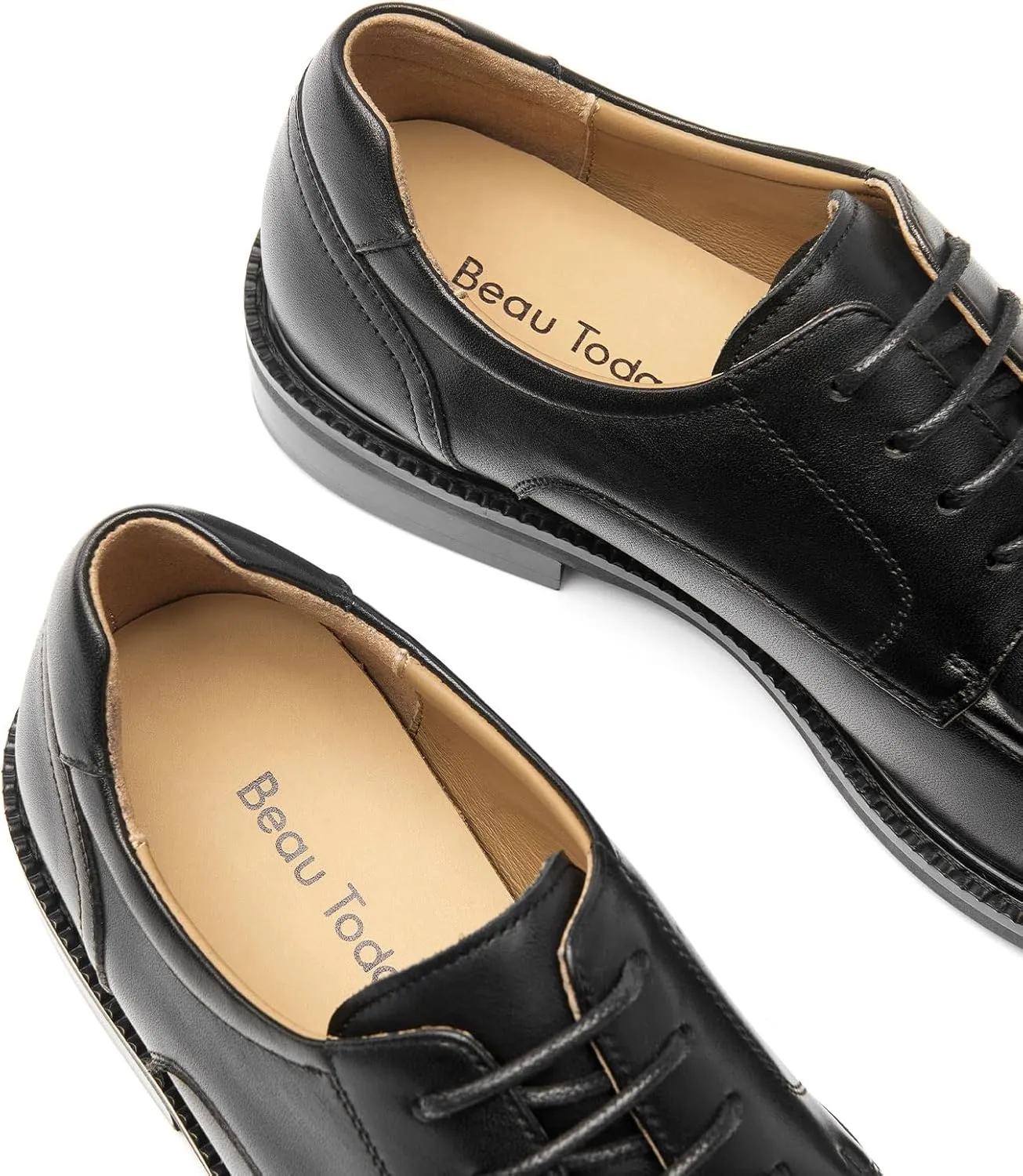 BEAU TODAY Oxford Shoes for Women,Leather Brogue Dress Shoes,Comfort Brethable Ladies Lace-up Handmade Wingtip Shoes for Business Work