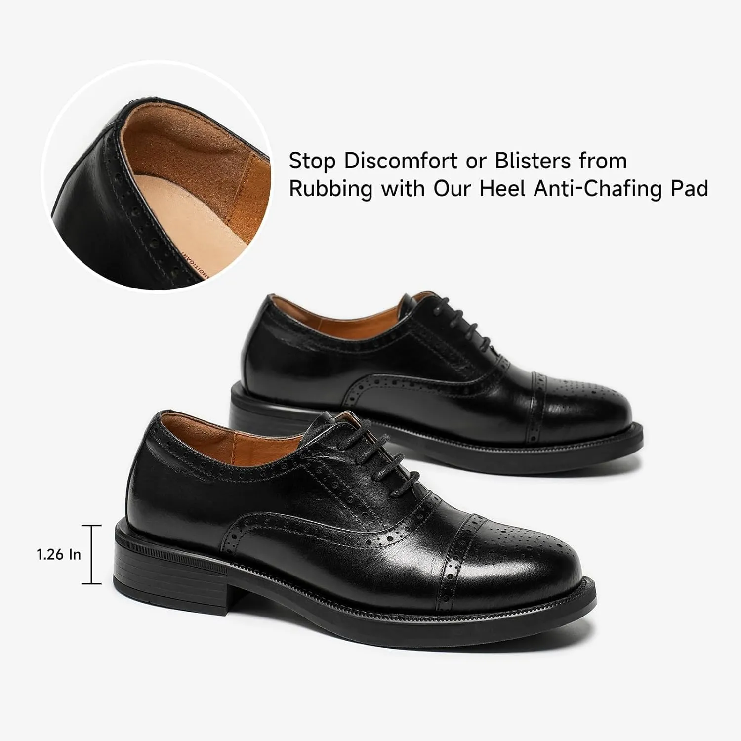 BEAU TODAY Women's Oxfords Dress Shoes, Leather Lace-Up Oxfords for Women, Comfortable Formal Cap Toe Business Casual Non Slip Office Driving Oxfords Shoes