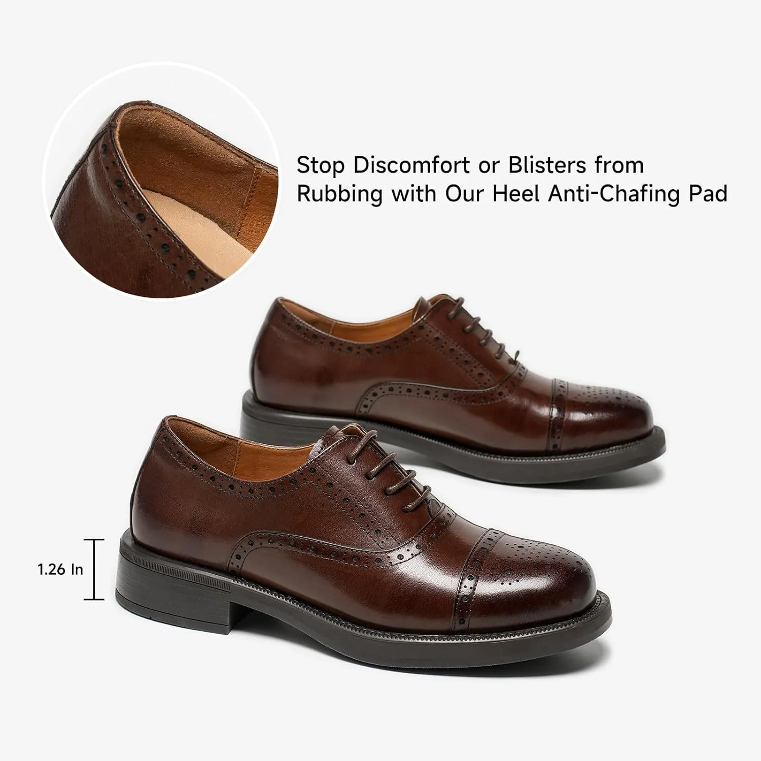 BEAU TODAY Women's Oxfords Dress Shoes, Leather Lace-Up Oxfords for Women, Comfortable Formal Cap Toe Business Casual Non Slip Office Driving Oxfords Shoes