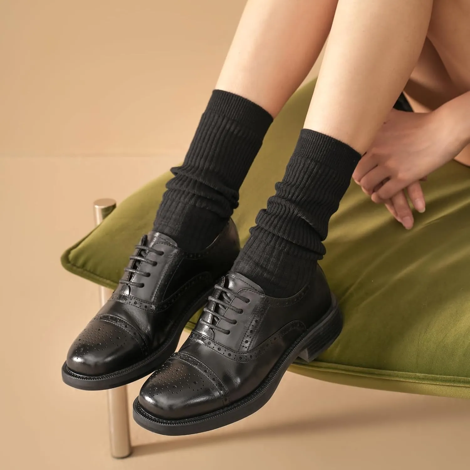 BEAU TODAY Women's Oxfords Dress Shoes, Leather Lace-Up Oxfords for Women, Comfortable Formal Cap Toe Business Casual Non Slip Office Driving Oxfords Shoes