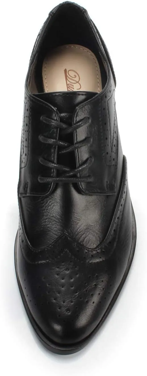Berry Women's Comfortable Low Heels Casual Oxford Perforated Brogue Daily Shoe