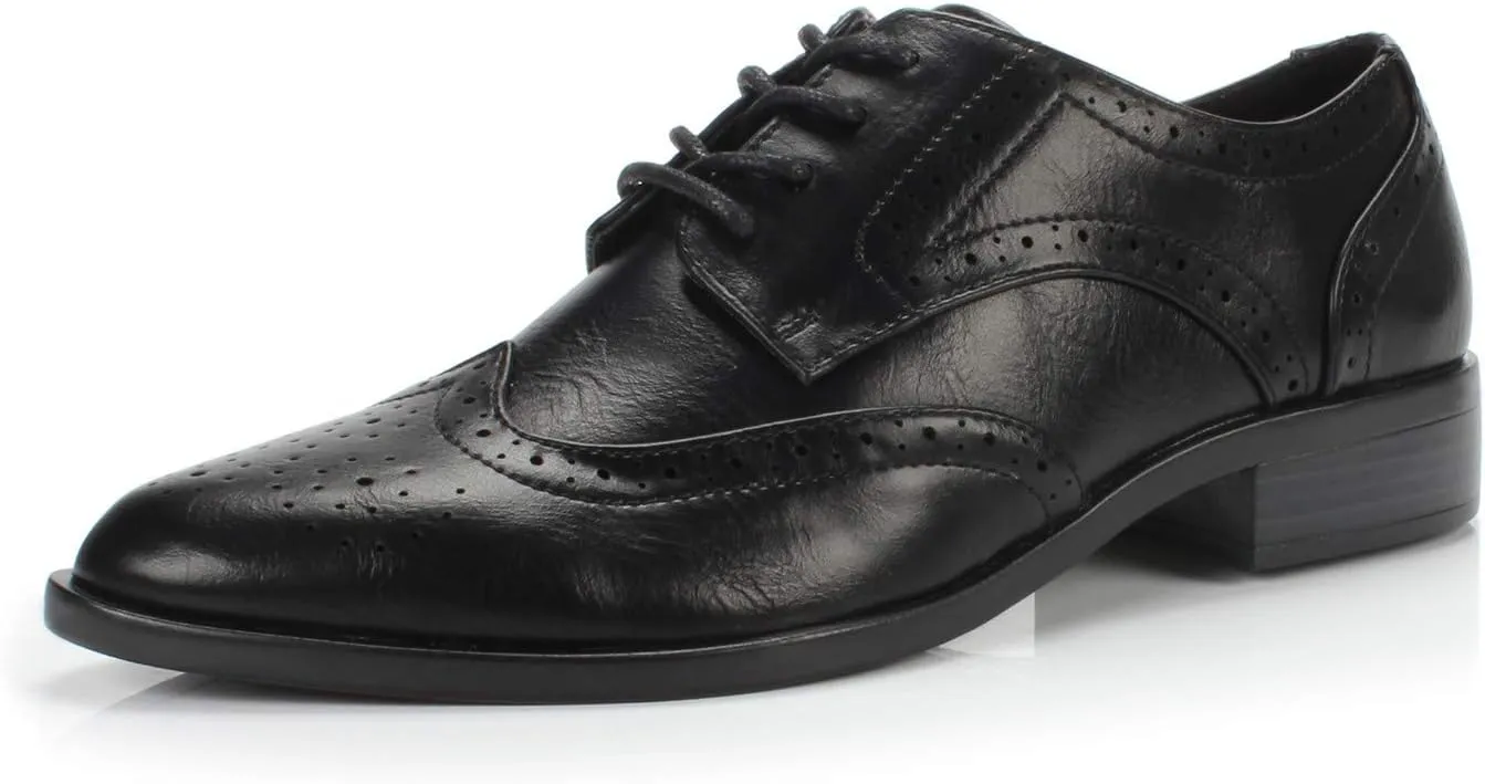 Berry Women's Comfortable Low Heels Casual Oxford Perforated Brogue Daily Shoe