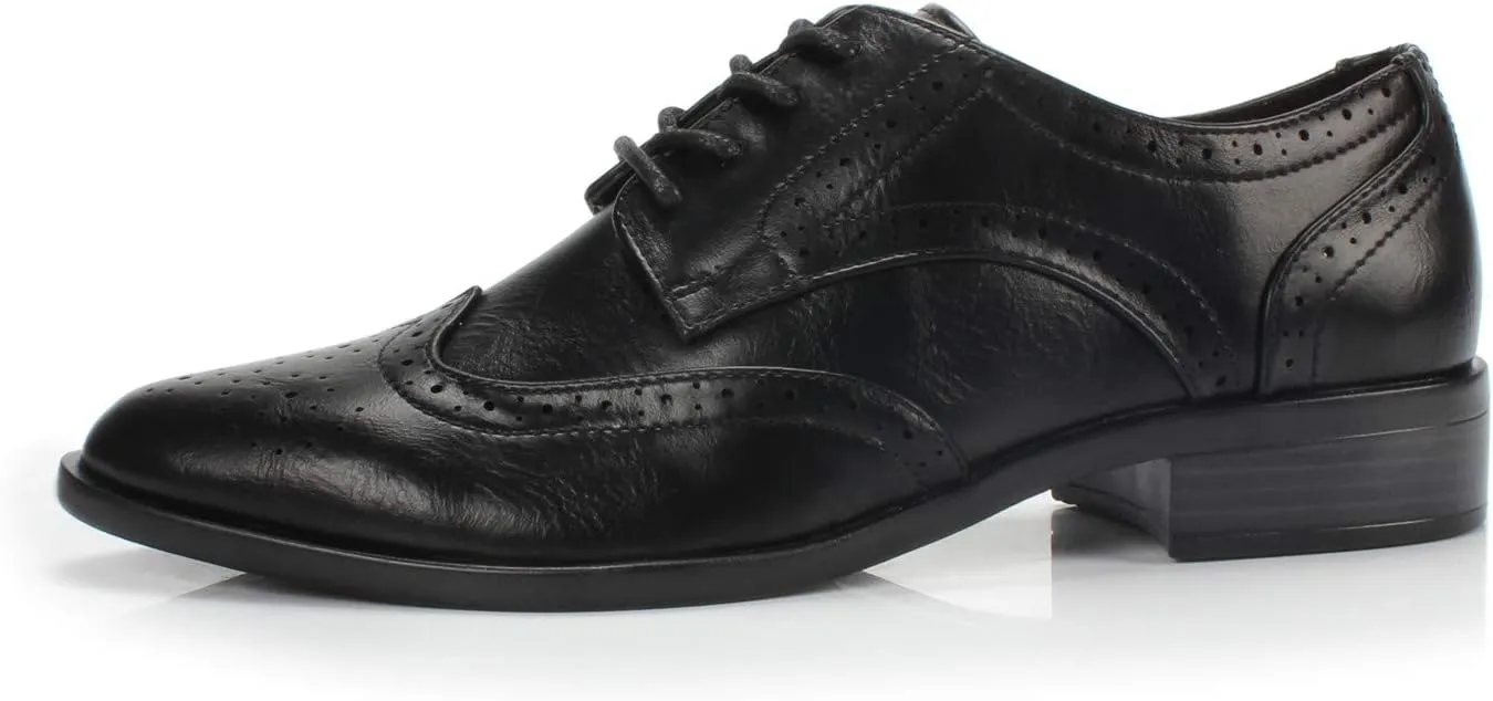 Berry Women's Comfortable Low Heels Casual Oxford Perforated Brogue Daily Shoe