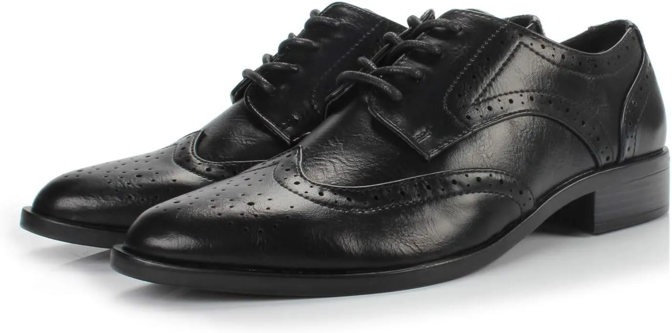 Berry Women's Comfortable Low Heels Casual Oxford Perforated Brogue Daily Shoe
