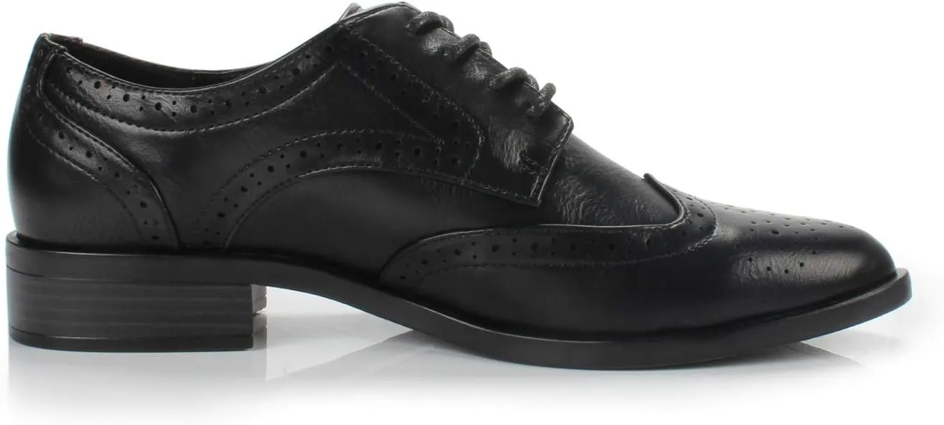 Berry Women's Comfortable Low Heels Casual Oxford Perforated Brogue Daily Shoe