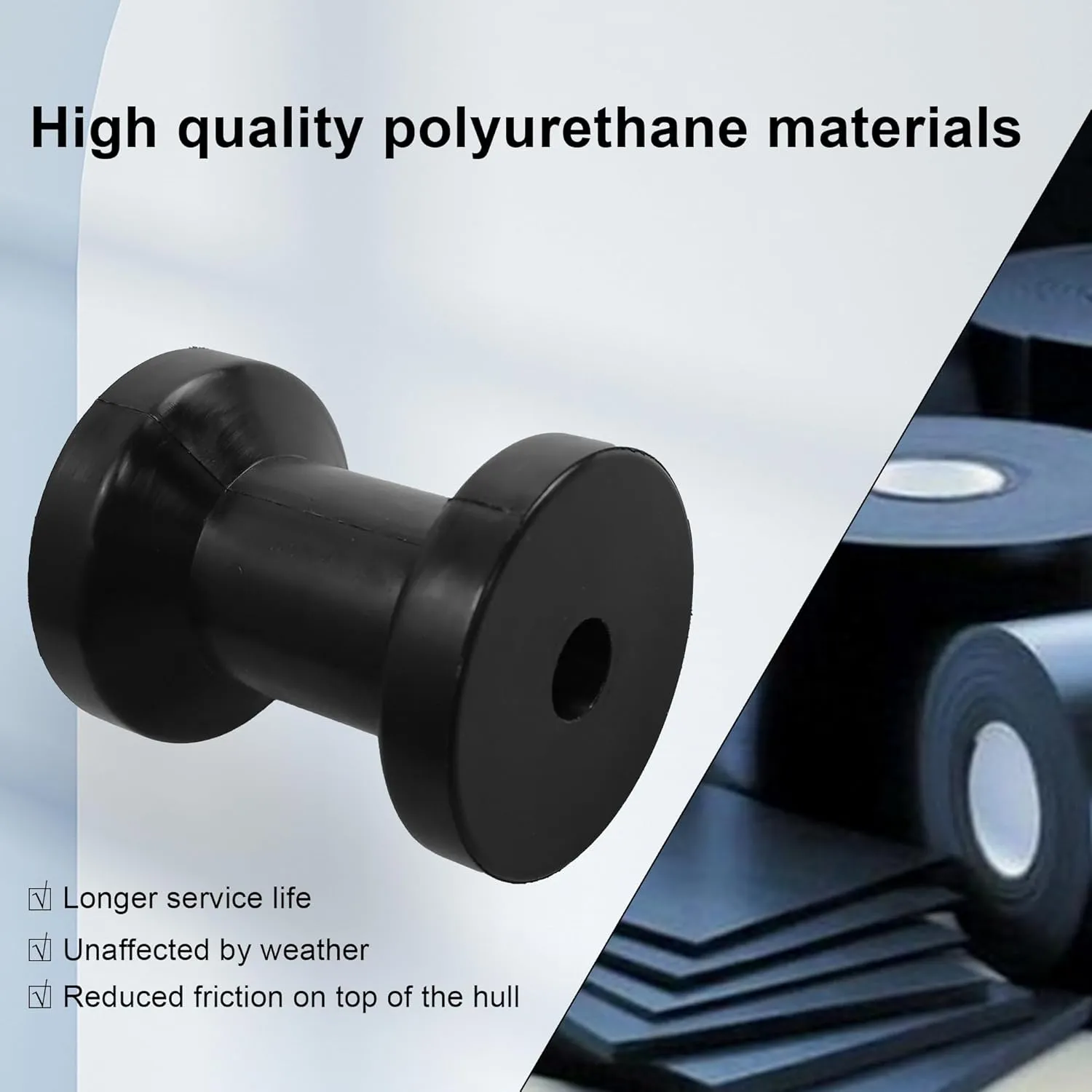 Black Boat Trailer Keel Rollers Fits 4" 5" 8" 10" 12" Wide Boat Trailer Bracket