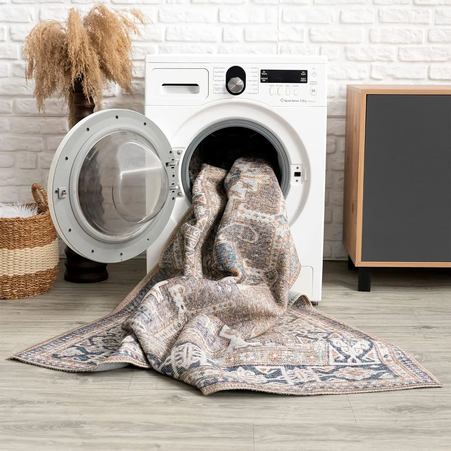 Bloom Rugs Washable Non-Slip 2' x 3' Rug - Brown/Blue/Orange Traditional Oriental Area Rug for Living Room, Bedroom, Dining Room, and Kitchen - Exact Size: 2' x 3'
