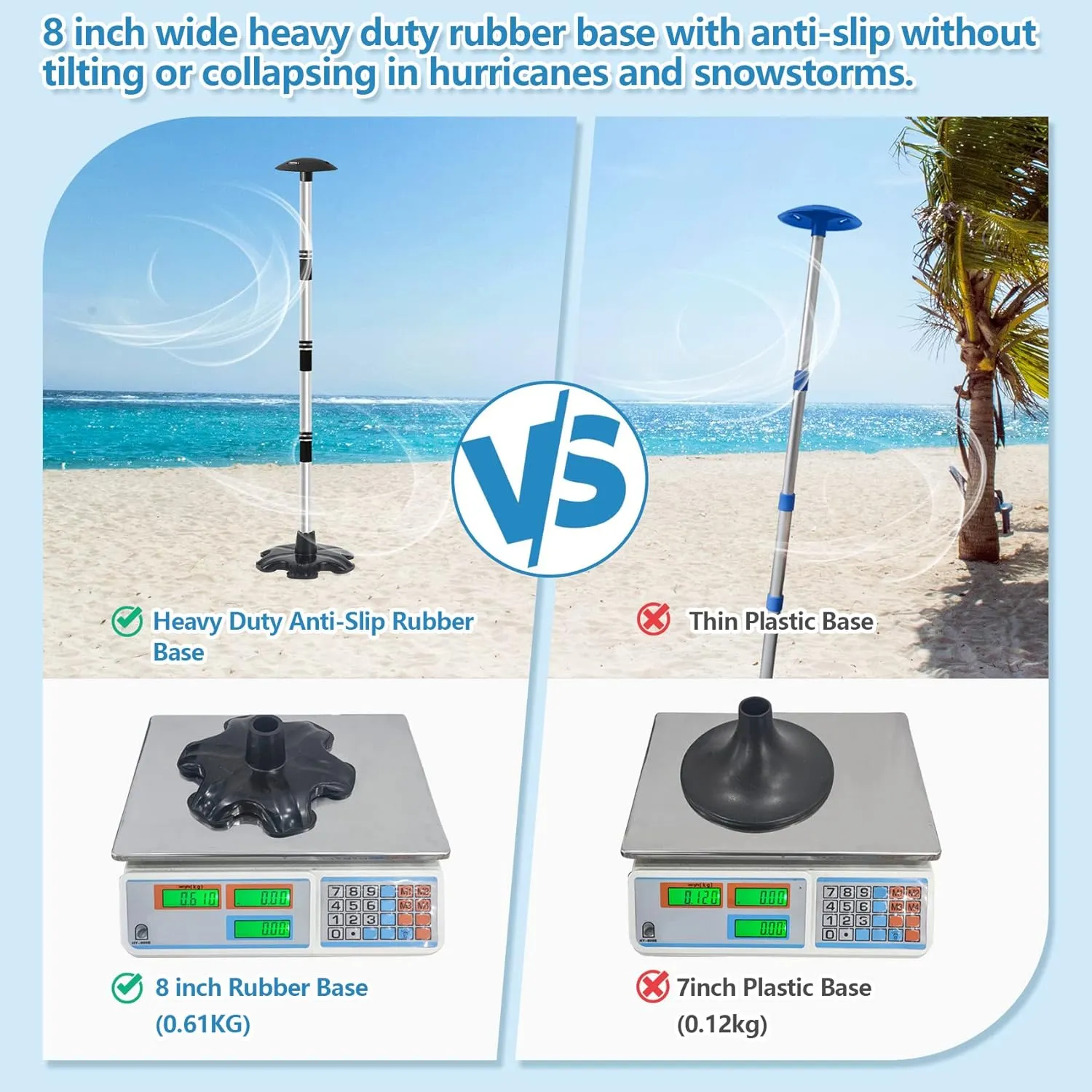 Boat Cover Support Poles Stand 2 Pack with Anti-Slip Rubber Base and Strap, Aluminum Boat Cover Support System Adjustable Height at Will from 22.6” to 58” - Black