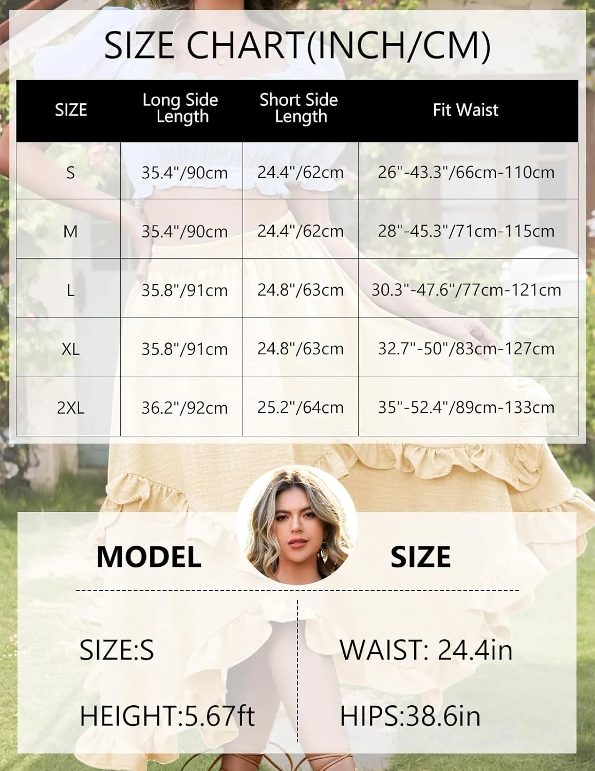 Bridesmay Renaissance Fairy Skirt 2025 Asymmetrical Ruffle Hem Elastic Waisted Long Maxi Skirts for Women
