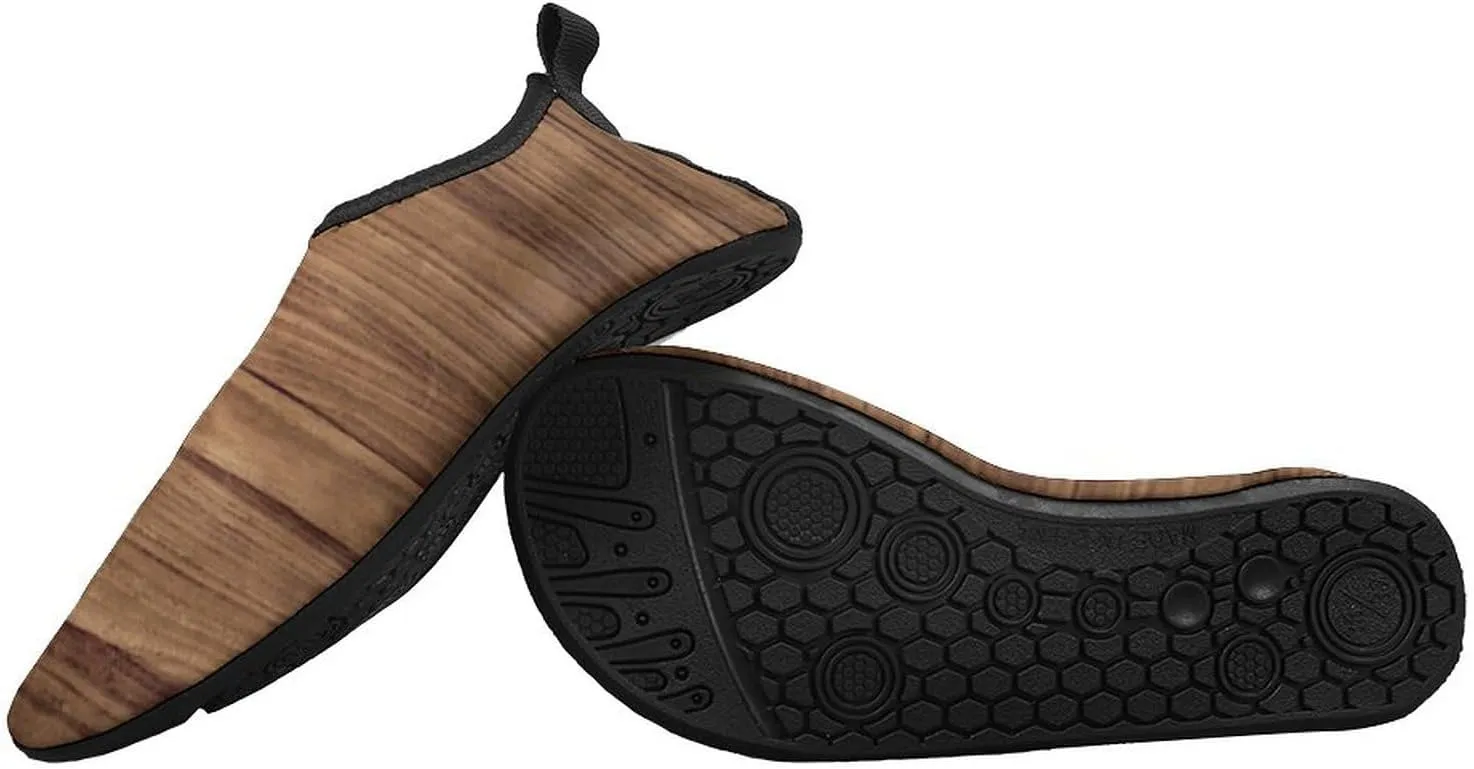 Brown Wooden Flooring Water Shoes Men Women Adult Aqua Sock Barefoot for Beach Swim River Pool Lake Hiking Kayaking Surfing