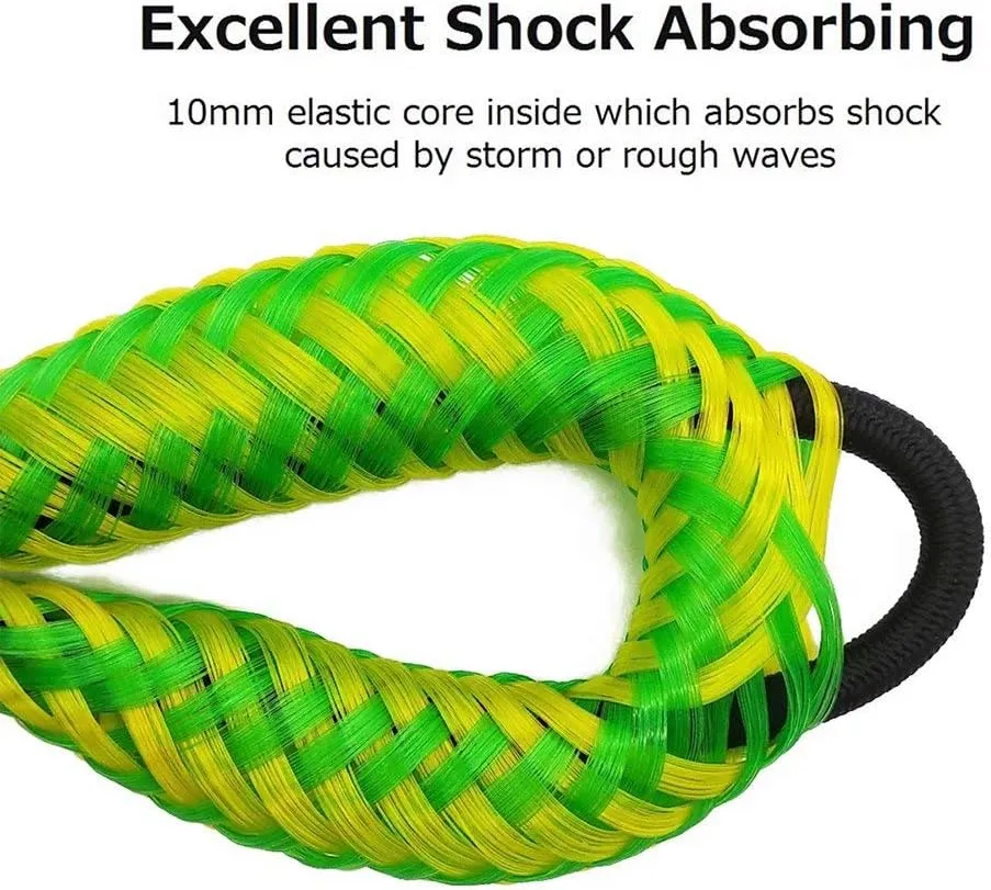 Bungee Dock Lines, Boat Ropes for Docking,Mooring Rope with Stainless Steel Clip - Accessories for Boats, PWC, Kayak, Watercraft,SeaDoo,Jet Ski, Pontoon, Canoe, Power Boat Green 2-Pack