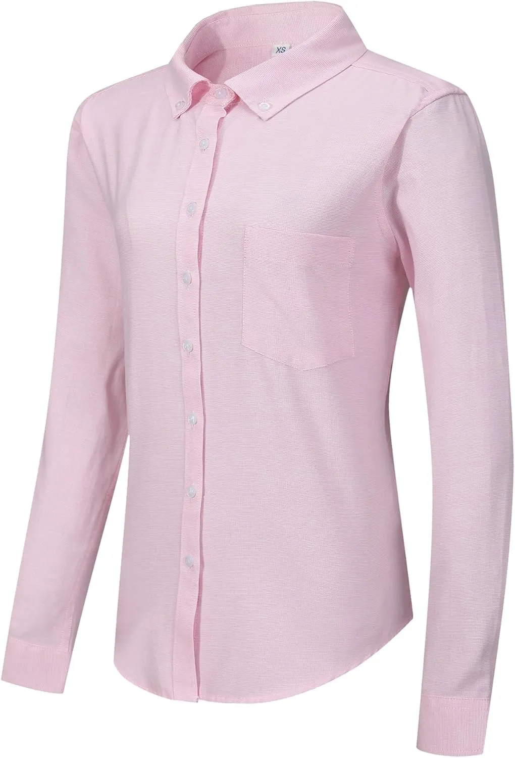 Button Up Shirt Women Long Sleeve Oxford Shirt Classic-Fit Cotton Work Blouse Wrinkle Resistant