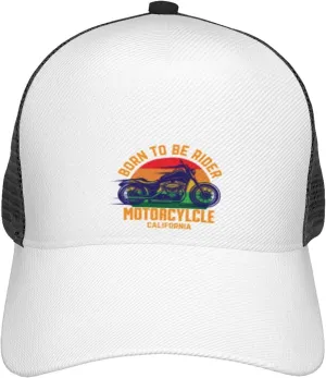 California Custom Motorcycle Biker Fashion Adjustable Mesh Trucker Baseball Cap Breathable Mesh for Casual Wear Golf Dad Hat for Men, Women Sun Hat Trucker Hat Black