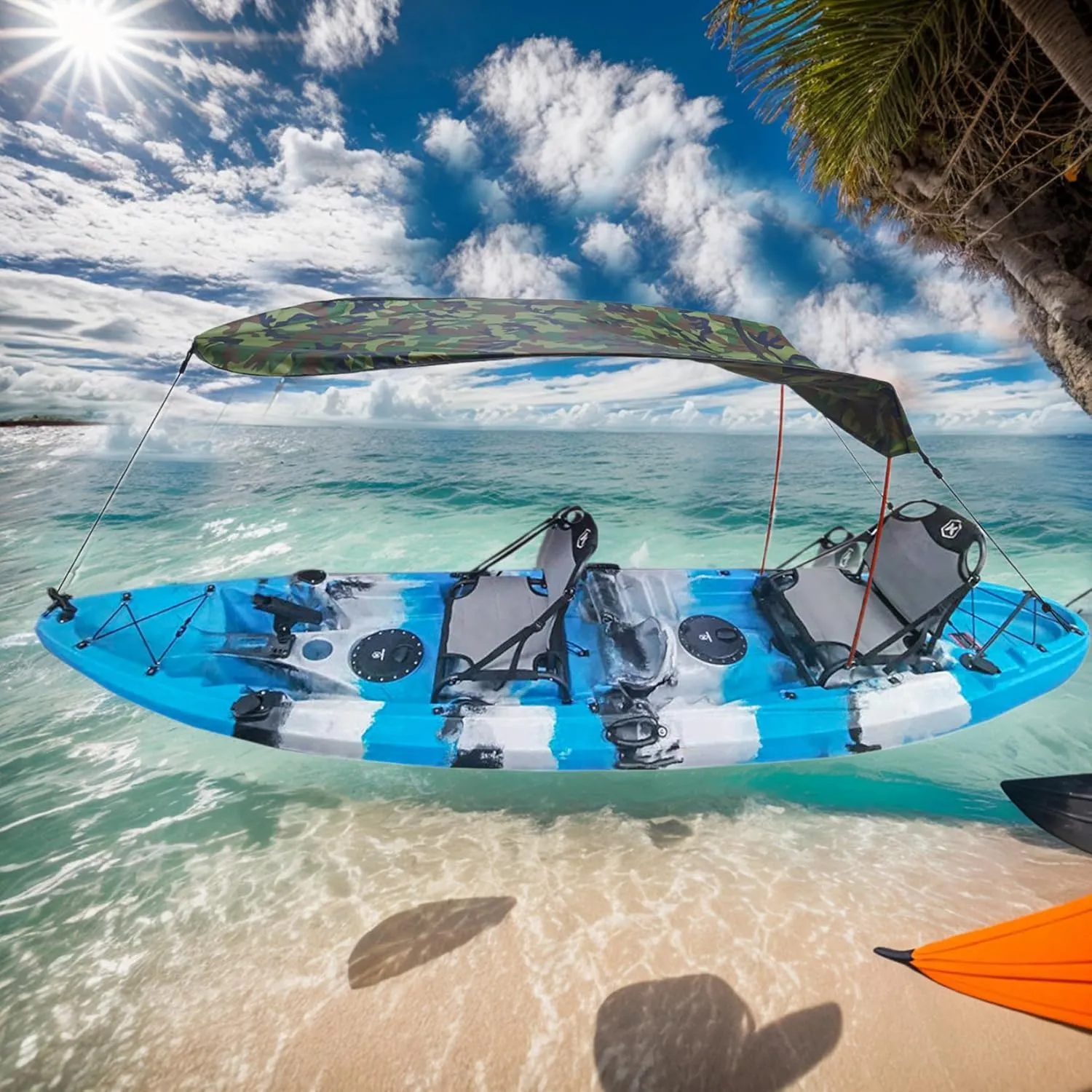 Canoe Kayak Boat Sun Shade Canopy,Kayak Umbrella,Rain-Proof Boat Awning with Elastic Band for Inflatable Boat Raft Kayak