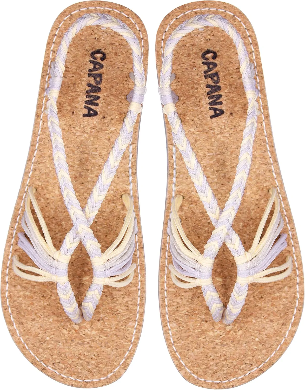Capana Women's Flat Cork Sandals - Strappy Braided Bohemian Beach Sandals, Spring Casual Shoes, Comfy Boho Flats for Teen Girls – Cocoon