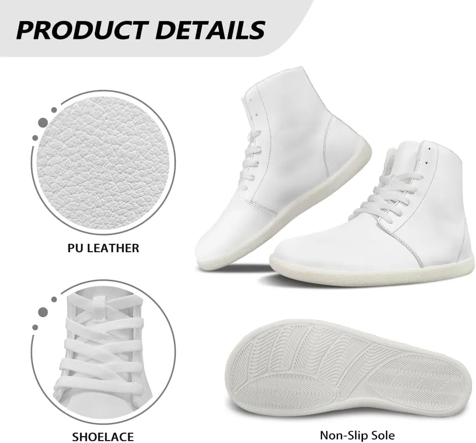 chaqlin High Top Shoes Non Slip White Lace Up Womens Sneakers Mid Top Casual Walking Shoe for Men Casual Outfit Comfy Sneaker
