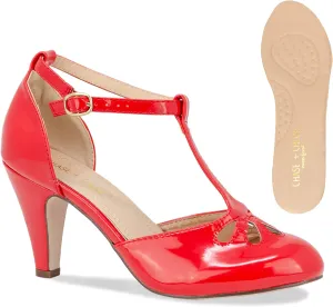 Chase & Chloe Women Mary Jane Oxford Pumps - Cute Low Kitten Heels - Retro Round Toe Shoe with Ankle Strap