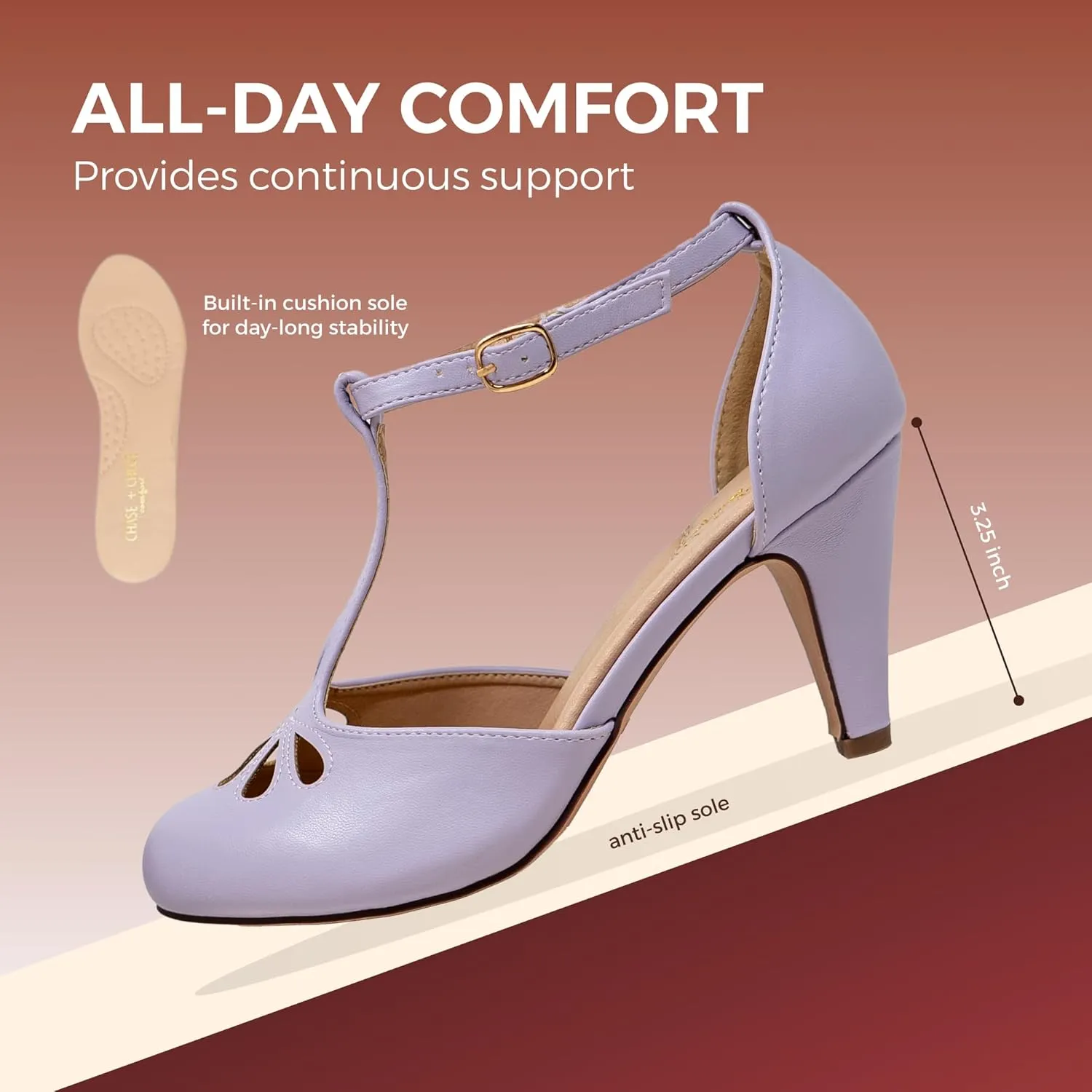 Chase & Chloe Women Mary Jane Oxford Pumps - Cute Low Kitten Heels - Retro Round Toe Shoe with Ankle Strap