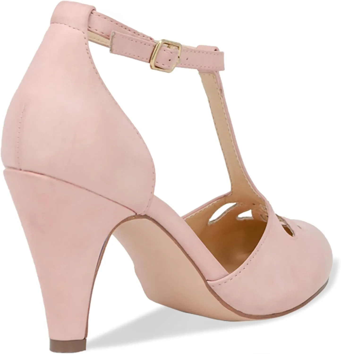Chase & Chloe Women Mary Jane Oxford Pumps - Cute Low Kitten Heels - Retro Round Toe Shoe with Ankle Strap