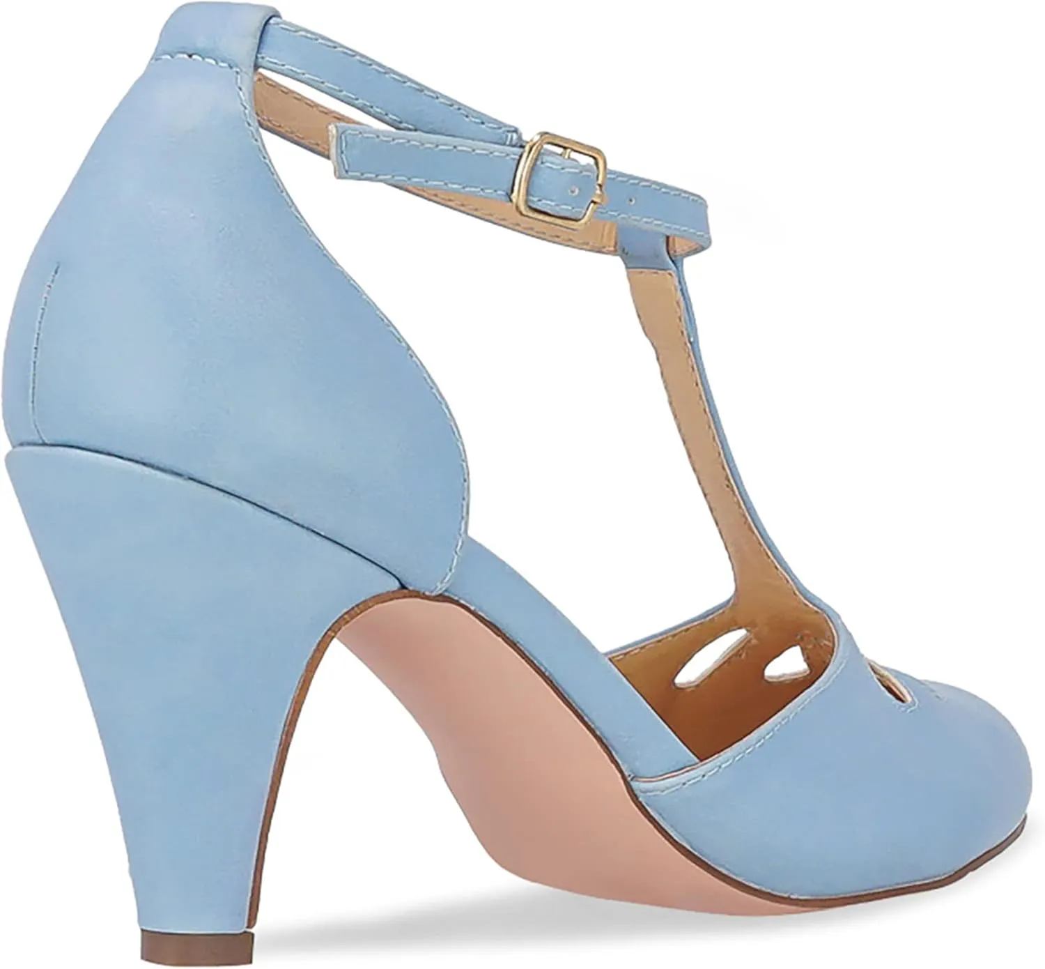 Chase & Chloe Women Mary Jane Oxford Pumps - Cute Low Kitten Heels - Retro Round Toe Shoe with Ankle Strap